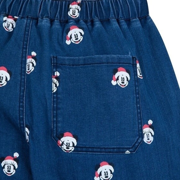 NWT Disney Mickey and Minnie Mouse Christmas Holiday Denim Jogger Jean Pants L - Picture 3 of 12